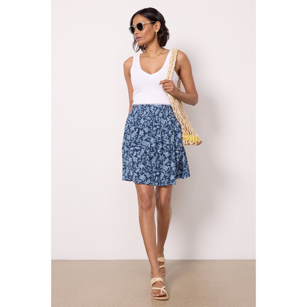 Faherty Blue Floral Midi Skirt